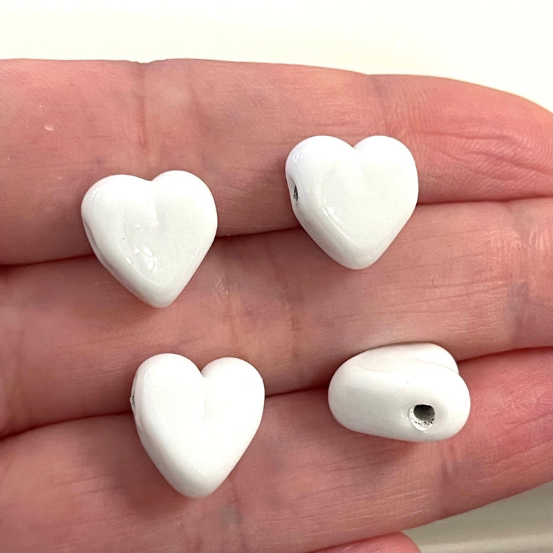 Hand Made Murano Glass White Heart Charm