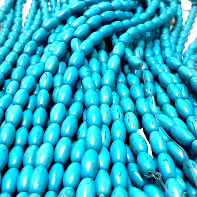 Perles de riz en howlite turquoise, perles de howlite en forme de riz de 14 x 7 mm, 31 perles