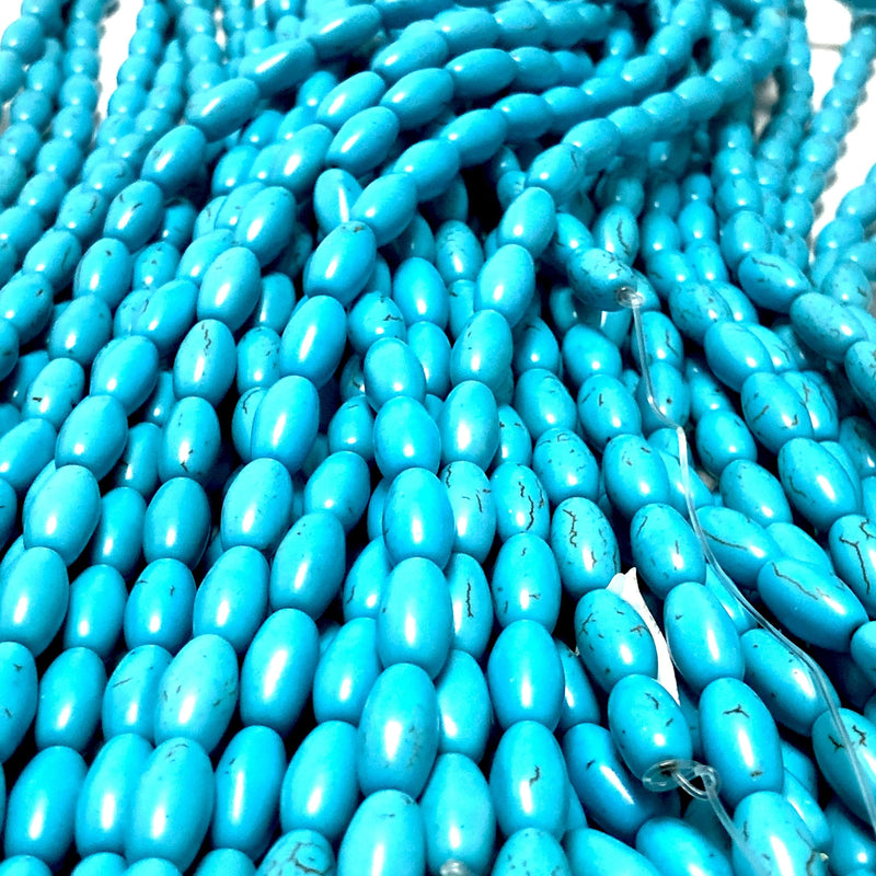 Türkisfarbene Howlith-Reisperlen, 14 x 7 mm Reisförmige Howlith-Perlen, 31 Perlen