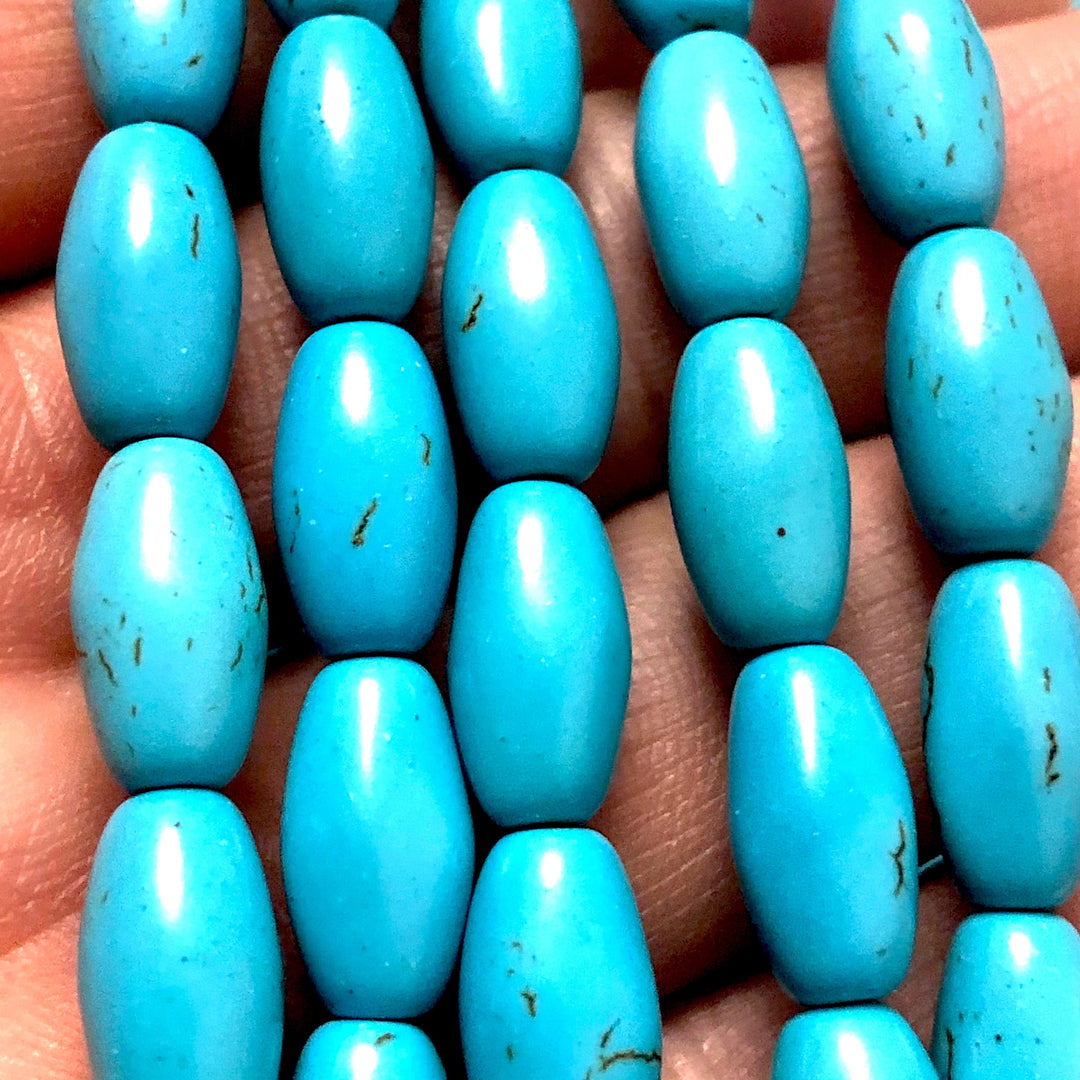 Turquoise Howlite Rice Beads,14x7mm Rice Shaped Howlite Beads, 31 Beads