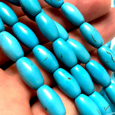 Turquoise Howlite Rice Beads,14x7mm Rice Shaped Howlite Beads, 31 Beads