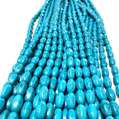 Perles de riz en howlite turquoise, perles de howlite en forme de riz de 13 x 7 mm, 31 perles
