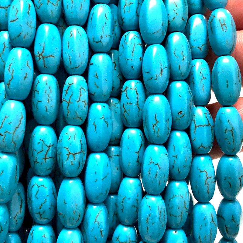 Turquoise Howlite Rice Beads,13x7mm Rice Shaped Howlite Beads, 31 Beads