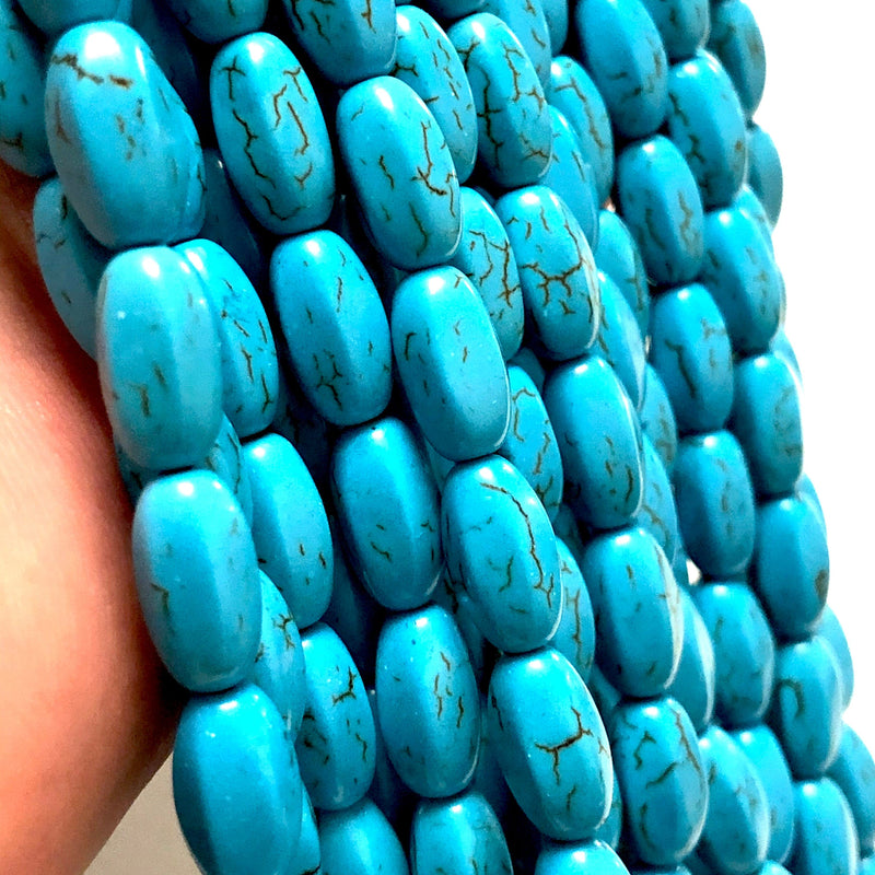 Perles de riz en howlite turquoise, perles de howlite en forme de riz de 13 x 7 mm, 31 perles