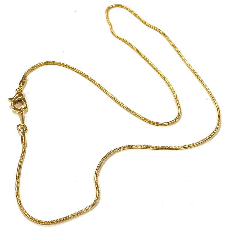 24Kt Gold Plated Snake Necklace Chain, Gold Plated Ready Necklace, 17 Inches, 1.2mm Chain