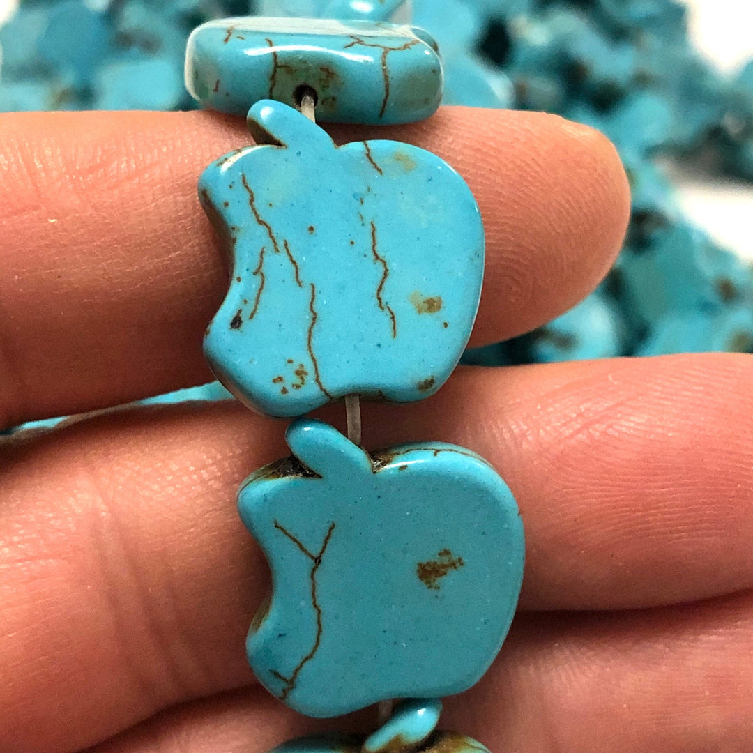 Turquoise Howlite Apple Beads Apple Shaped Howlite Beads, 22 Beads