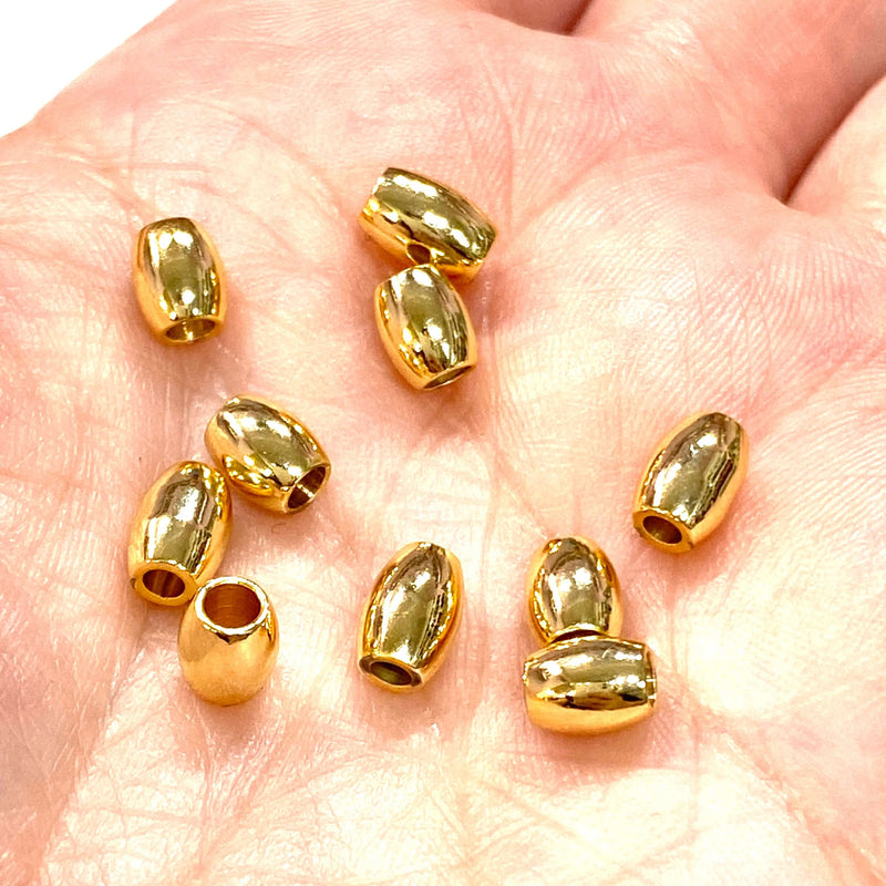 24Kt Gold Plated Brass Rice Spacers,10 Pcs in a pack