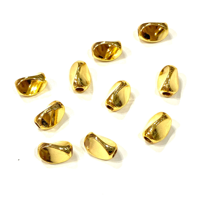 24Kt Gold Plated Brass Spacer, 8x5mm Brass Spacers, 5 Pcs in a pack