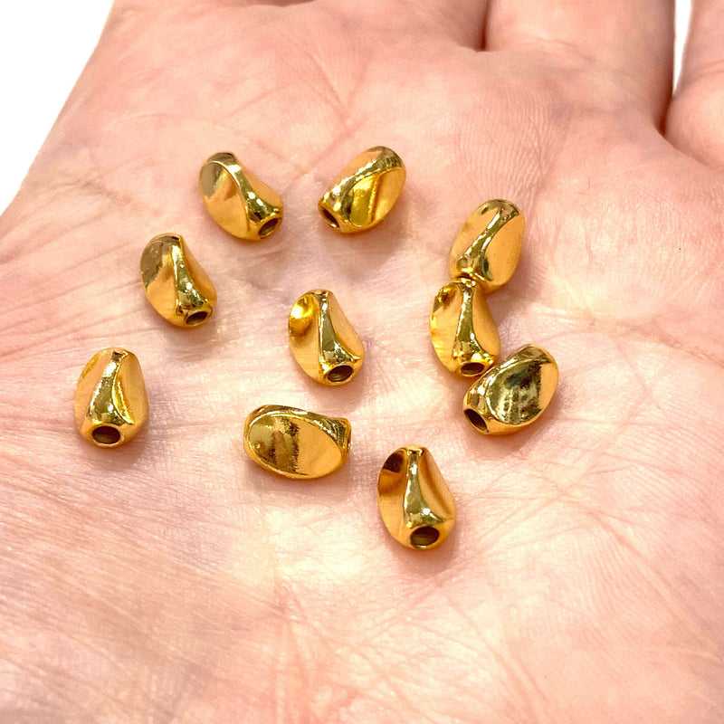 24Kt Gold Plated Brass Spacer, 8x5mm Brass Spacers, 5 Pcs in a pack