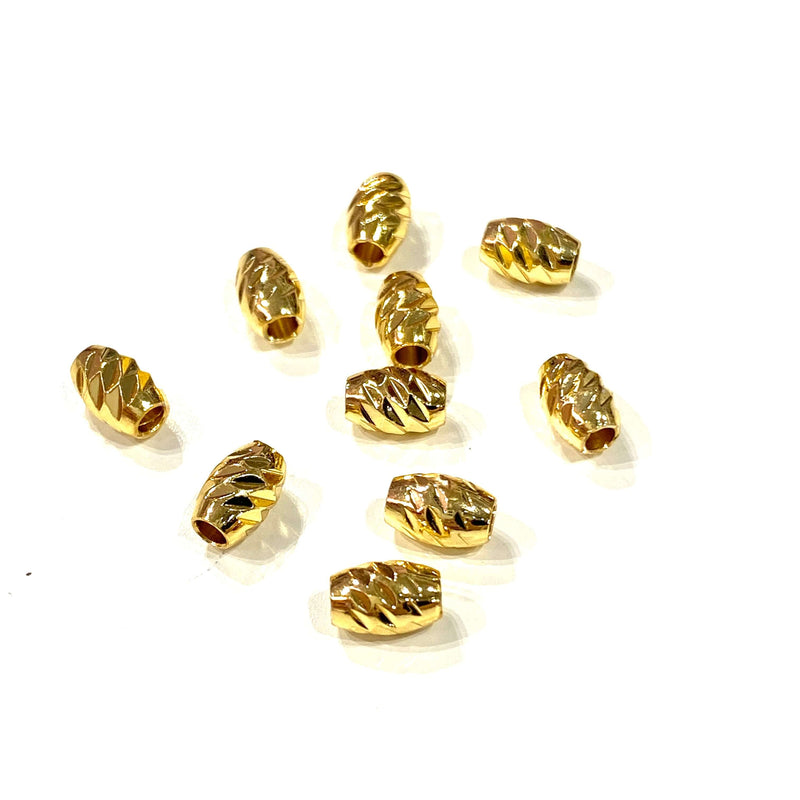 24Kt Gold Plated Brass Rice Spacer, 6mm Brass Rice Spacers, 10 Pcs in a pack