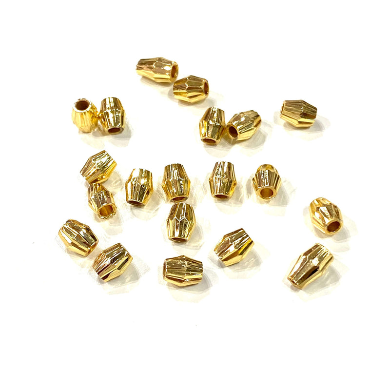 24Kt Gold Plated Brass Rice Spacer, 4.5mm Brass Rice Spacers, 10 Pcs in a pack