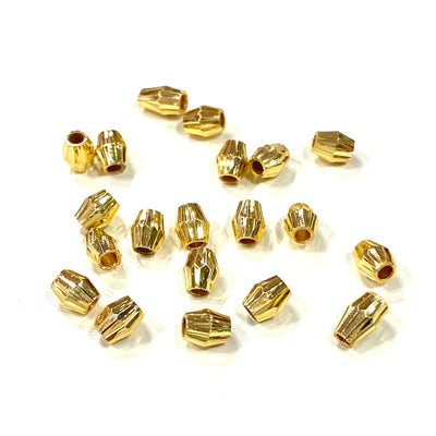 24Kt Gold Plated Brass Rice Spacer, 4.5mm Brass Rice Spacers, 10 Pcs in a pack