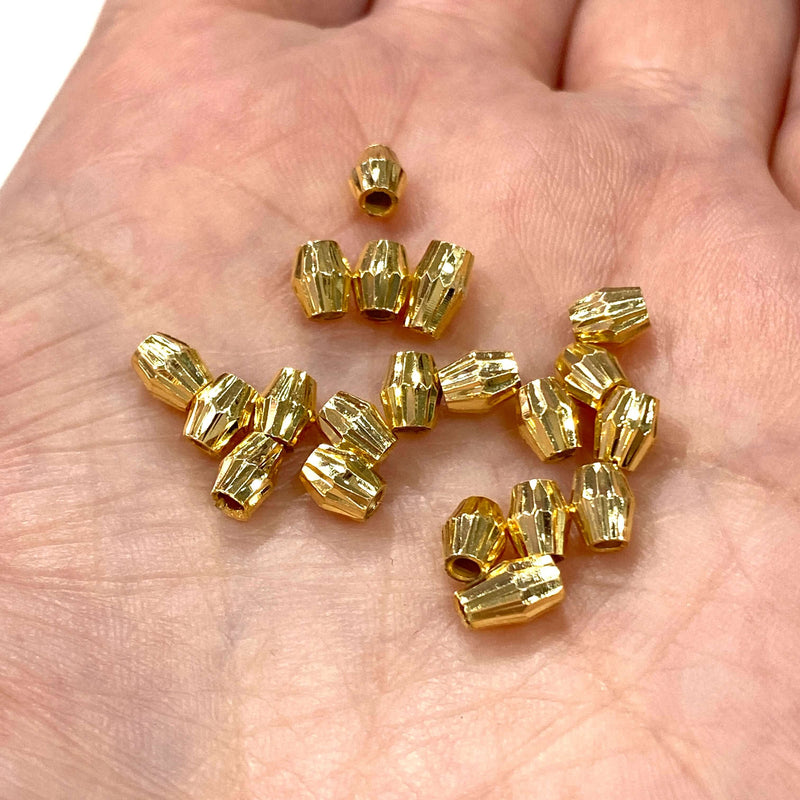 24Kt Gold Plated Brass Rice Spacer, 4.5mm Brass Rice Spacers, 10 Pcs in a pack