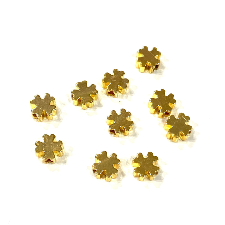 24Kt Gold Plated Brass Clover Spacer, 8mm Brass Clover Spacers, 10 Pcs in a pack