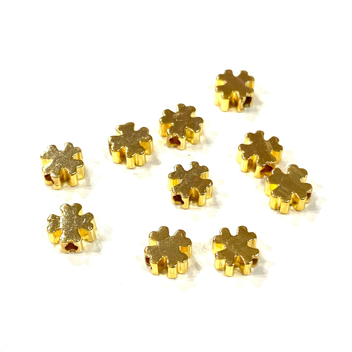 24Kt Gold Plated Brass Clover Spacer, 5mm Brass Clover Spacers, 10 Pcs in a pack