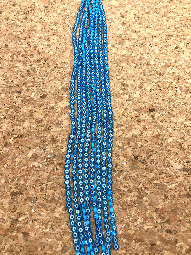 Evil Eye Beads, Strand of 65, Flat Round, 6mm Glass Beads, Lampwork Glass, Evil Eye Jewelry, Lampwork Beads, UK Beading Supply