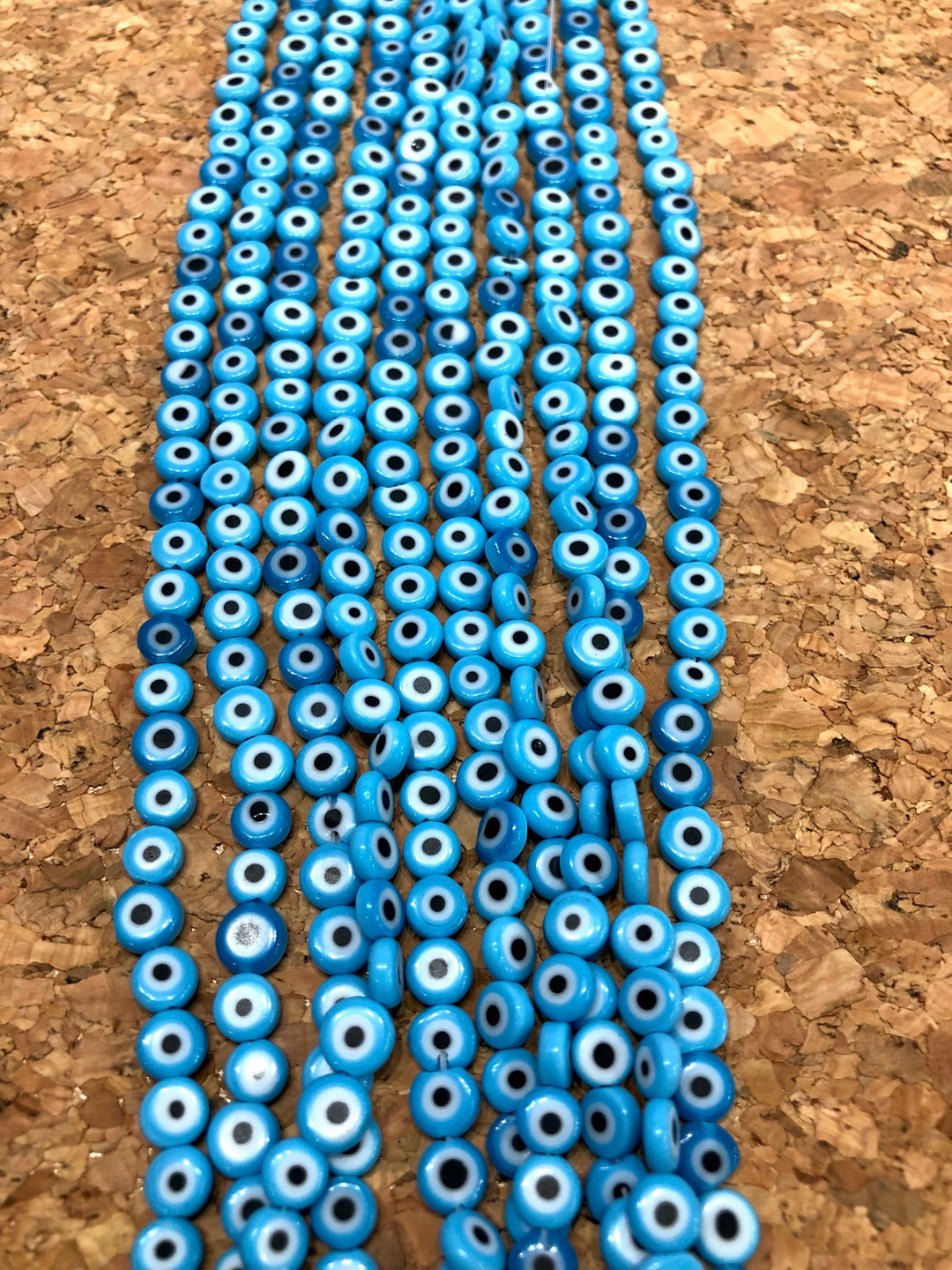 Evil Eye Beads, Strand of 65, Flat Round, 6mm Glass Beads, Lampwork Glass, Evil Eye Jewelry, Lampwork Beads, UK Beading Supply