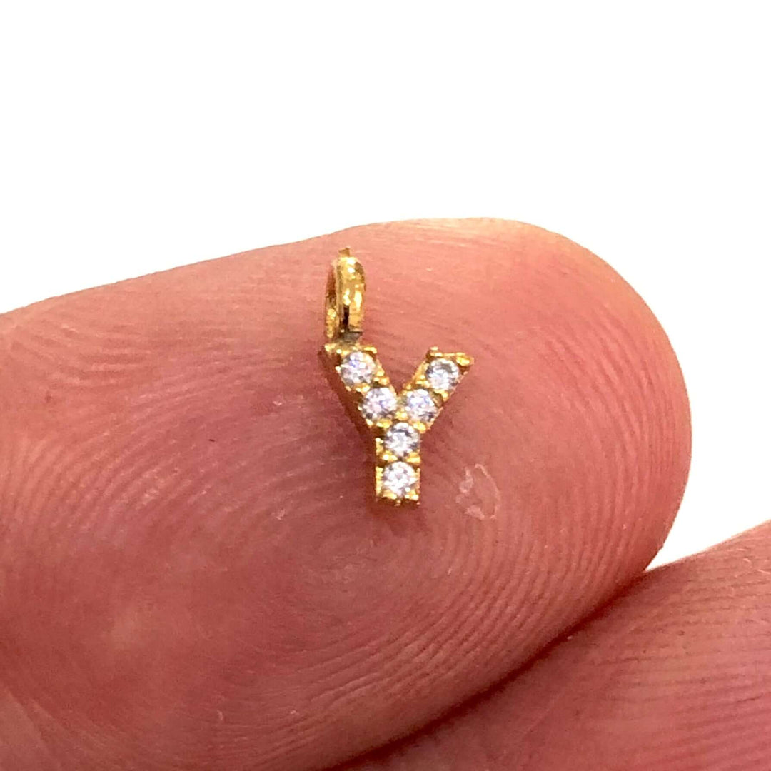 24Kt Gold Plated Brass Micro Pave Initial Charms