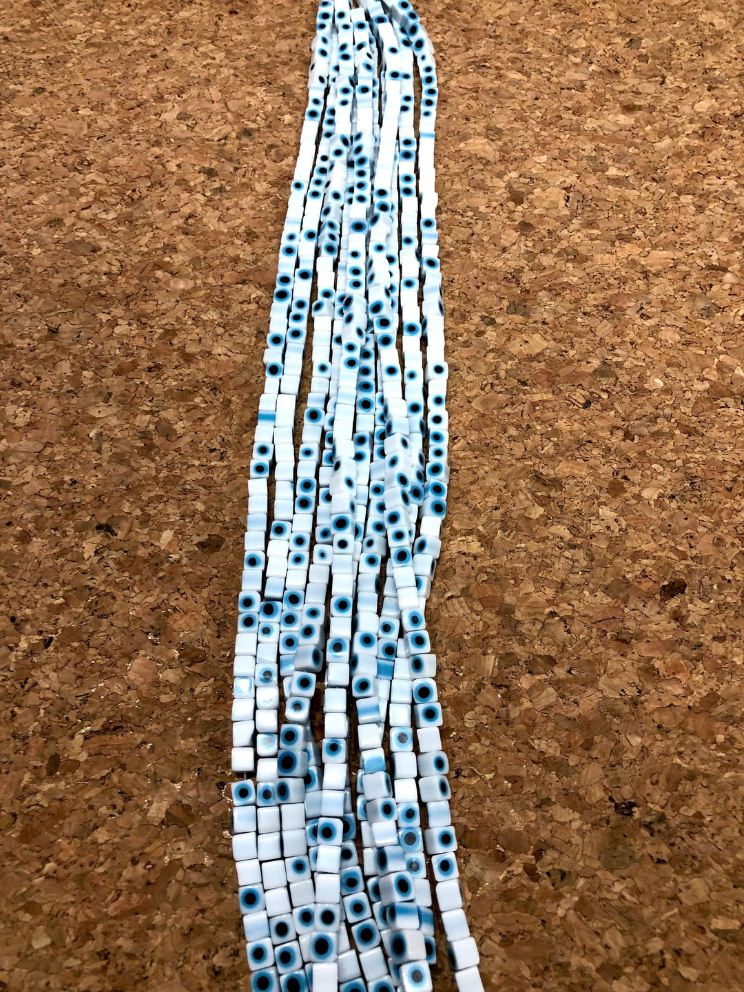 Evil Eye Beads, Strand of 65, Cube Glass, 6mm Glass Beads, Lampwork Glass, Evil Eye Jewelry, Lampwork Beads, UK Beading Supply