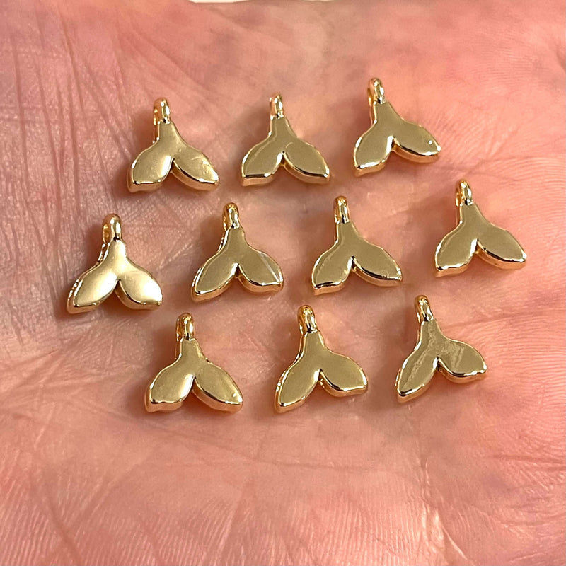 24Kt Gold Plated Whale Tail Charms, 10 pcs in a pack