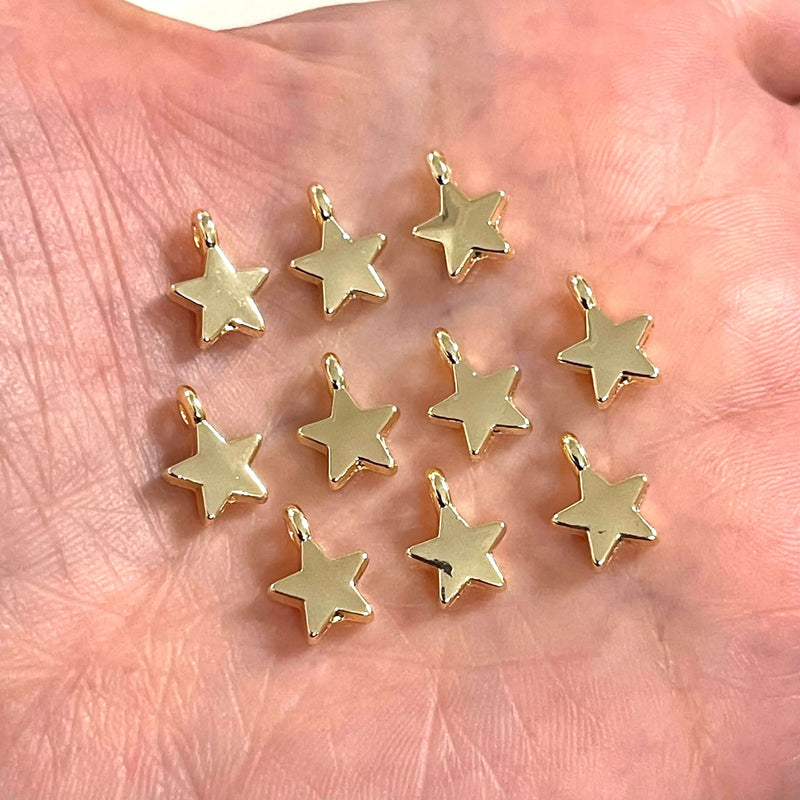 24Kt Gold Plated Star Charms, 10 pcs in a pack