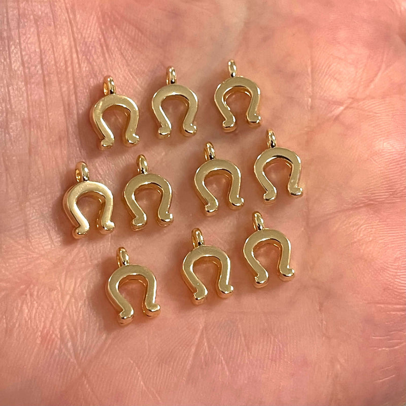 24Kt Gold Plated Horse Shoe Charms, 10 pcs in a pack