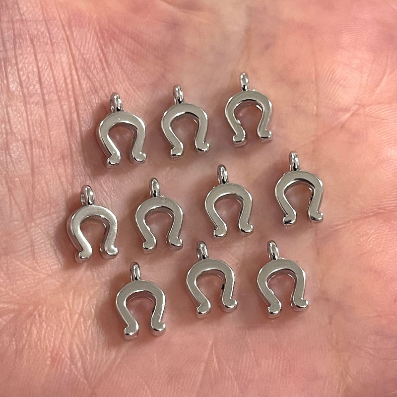 Silver Plated Horse Shoe Charms, 10 pcs in a pack