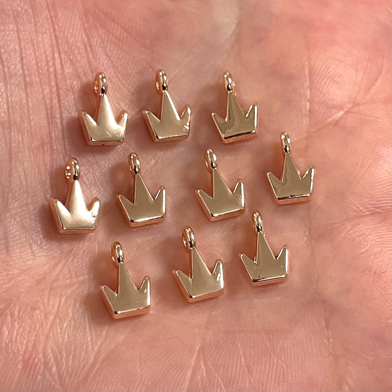 Rose Gold Plated Crown Charms, 10 pcs in a pack