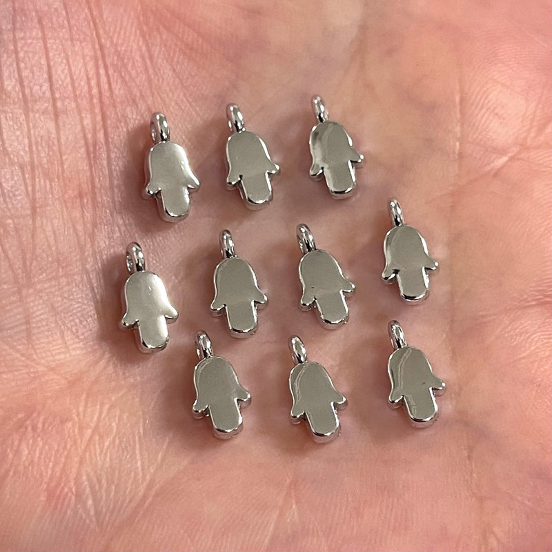 Breloques Hamsa plaquées argent, 10 pièces dans un paquet Breloques Hamsa plaquées argent, 10 pièces dans un paquet