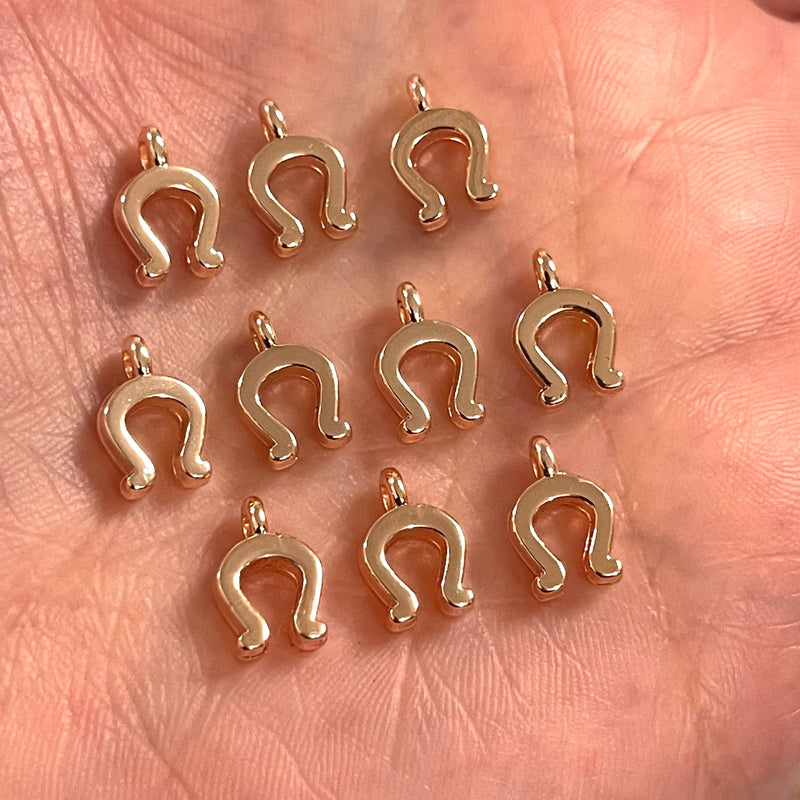 Rose Gold Plated Horse Shoe Charms, 10 pcs in a pack