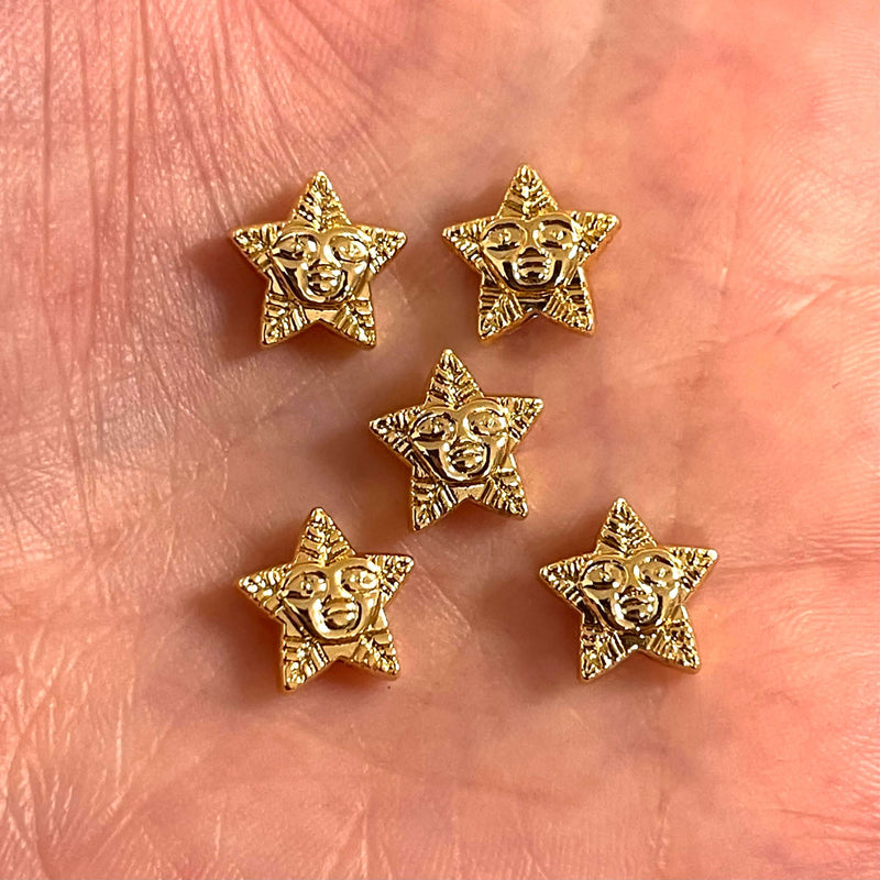 Étoile plaquée or 24 carats avec breloques d&