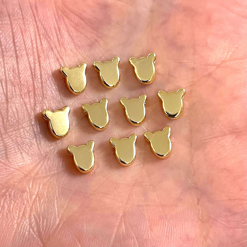24 Karat vergoldete Teddybär-Zwischenring-Charms, 10 Stück in einer Packung