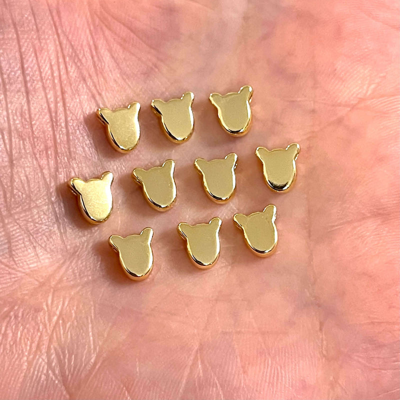 24Kt Gold Plated Teddy Bear Spacer Charms, 10 Pcs in a Pack