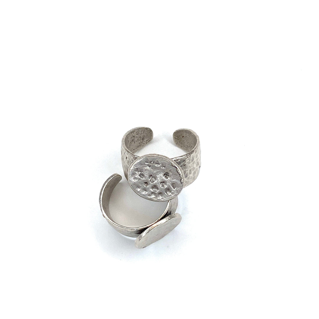 Silver Plated Brass Adjustable Ring Blank, Silver Ring Setting, Adjustable Ring Bezel