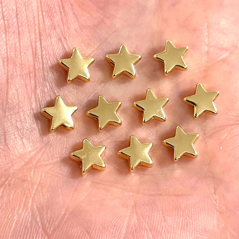 24Kt Gold Plated Star Spacer Charms, 10 Pcs in a Pack