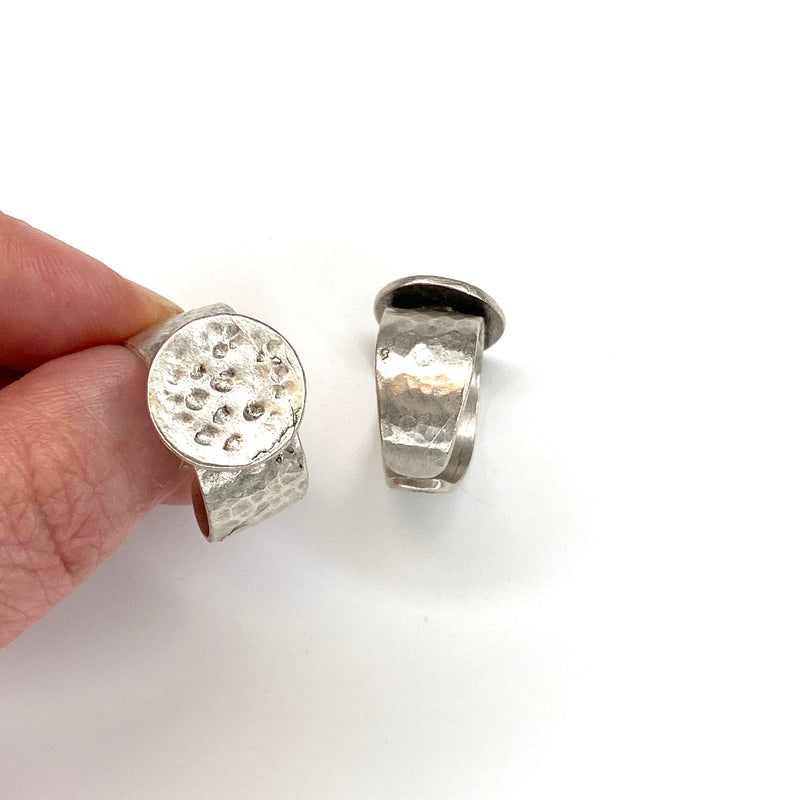 Silver Plated Brass Adjustable Ring Blank, Silver Ring Setting, Adjustable Ring Bezel