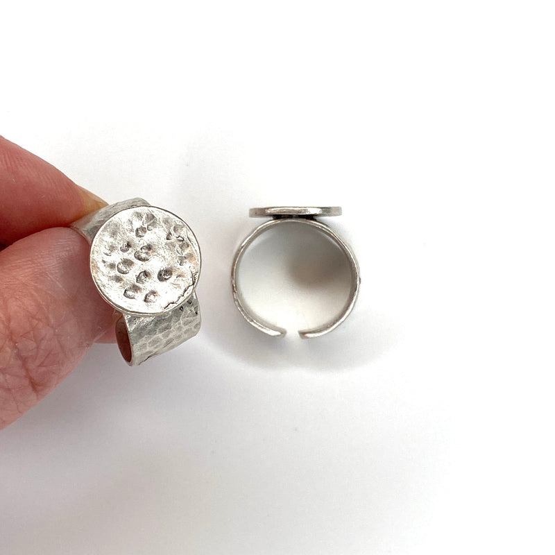 Silver Plated Brass Adjustable Ring Blank, Silver Ring Setting, Adjustable Ring Bezel