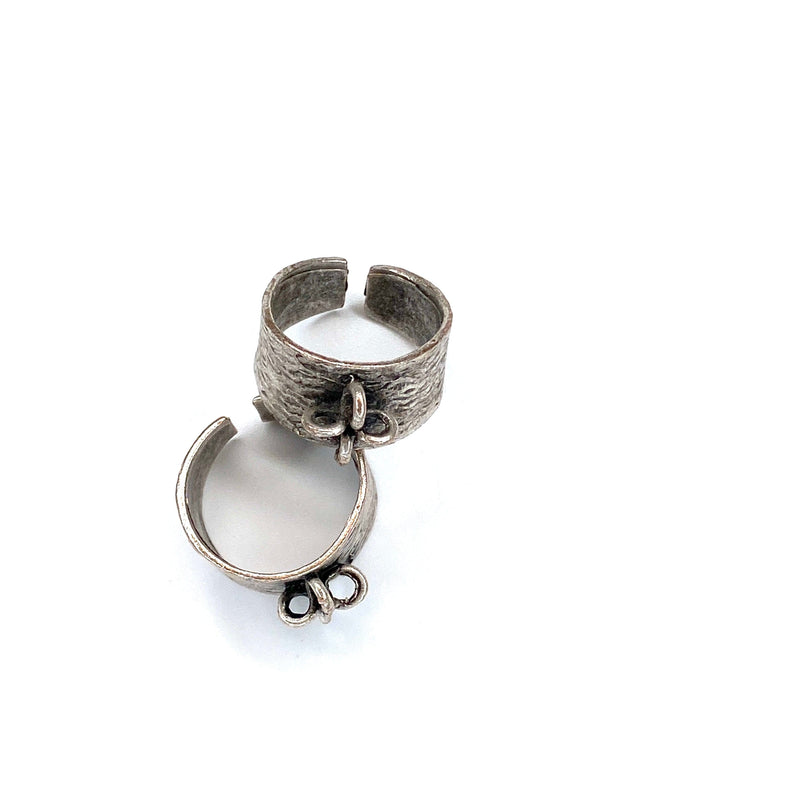 Silver Plated Brass Adjustable Ring Blank, Silver Ring Setting, Adjustable Ring Bezel