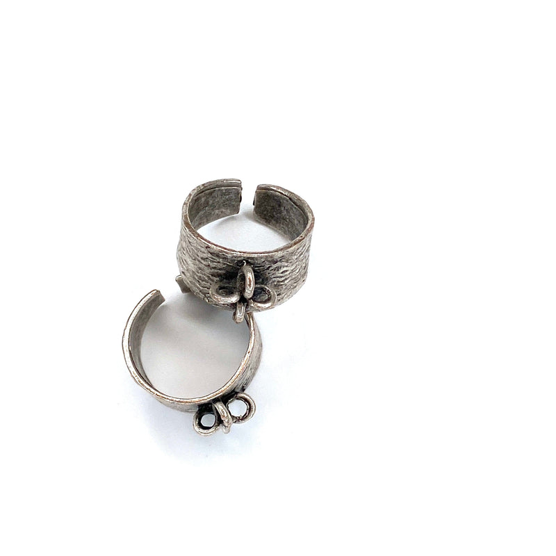 Silver Plated Brass Adjustable Ring Blank, Silver Ring Setting, Adjustable Ring Bezel
