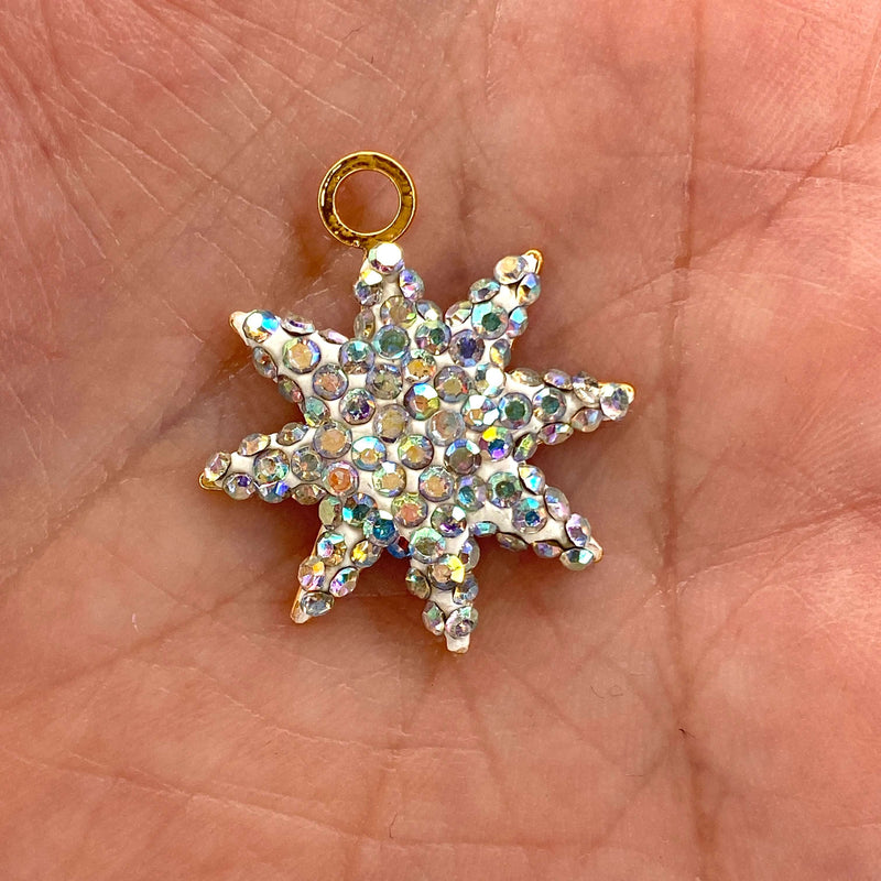 24Kt Gold Plated Swarovski Pave Brass Star Pendant