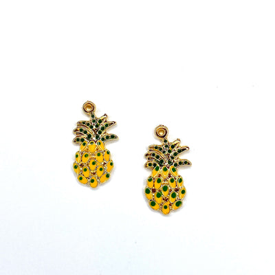 24Kt Gold Plated Enamelled Pineapple Charms, 2 pcs in a pack