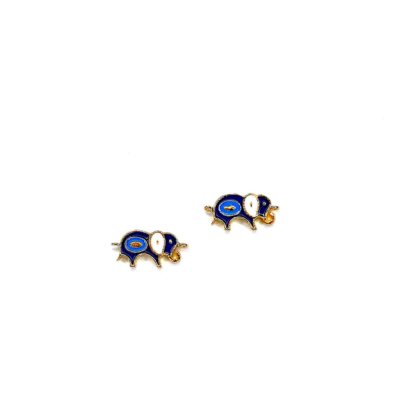 24Kt Gold Plated Enamelled Brass Elephant Charms, 2 pcs in a pack