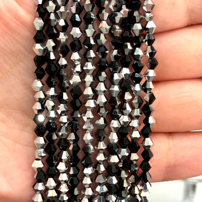 4mm Crystal faceted bicone - 115 pcs -4 mm - full strand - PBC4B34,Crystal Bicone Beads, Crystal Beads, glass beads, beads £1.5