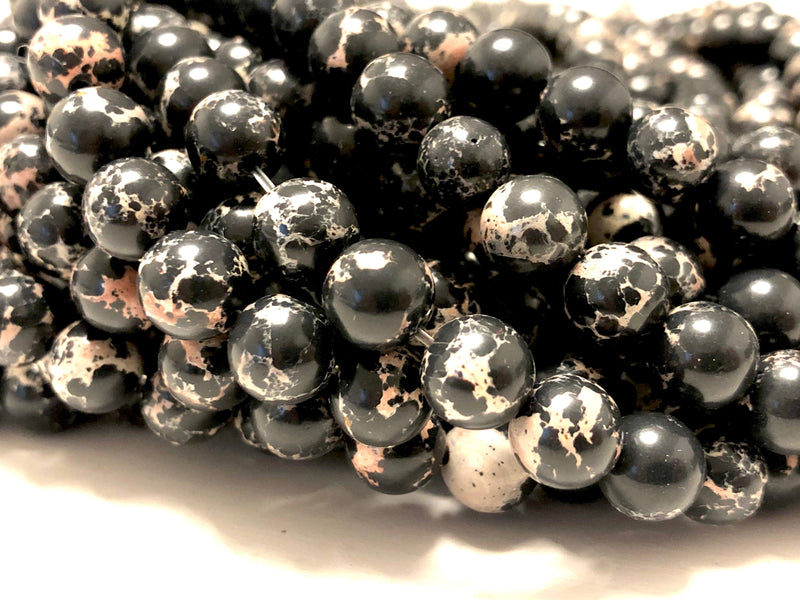 Natürlicher Meeressediment-Jaspis 8 mm runde Perle, 47 Perlen pro Strang