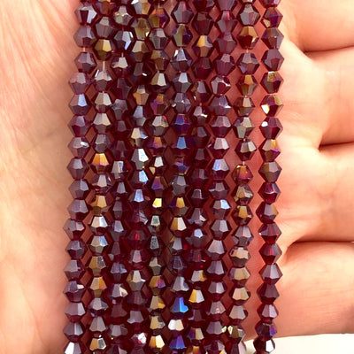 4mm Crystal faceted bicone - 115 pcs -4 mm - full strand - PBC4B44,Crystal Bicone Beads, Crystal Beads, glass beads, beads £1.5