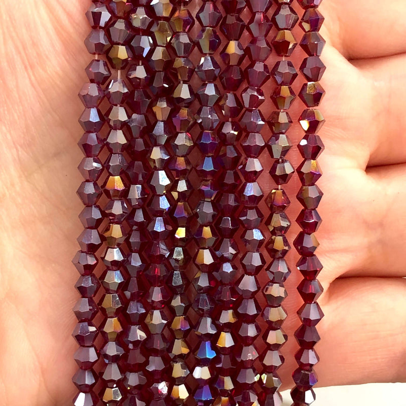 4mm Crystal faceted bicone - 115 pcs -4 mm - full strand - PBC4B44,Crystal Bicone Beads, Crystal Beads, glass beads, beads £1.5