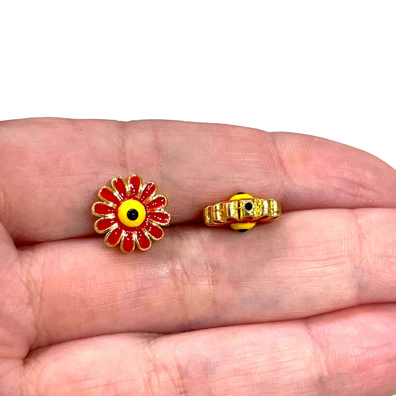24Kt Gold Plated Brass Double-Sided Enamelled Daisy Charm£2