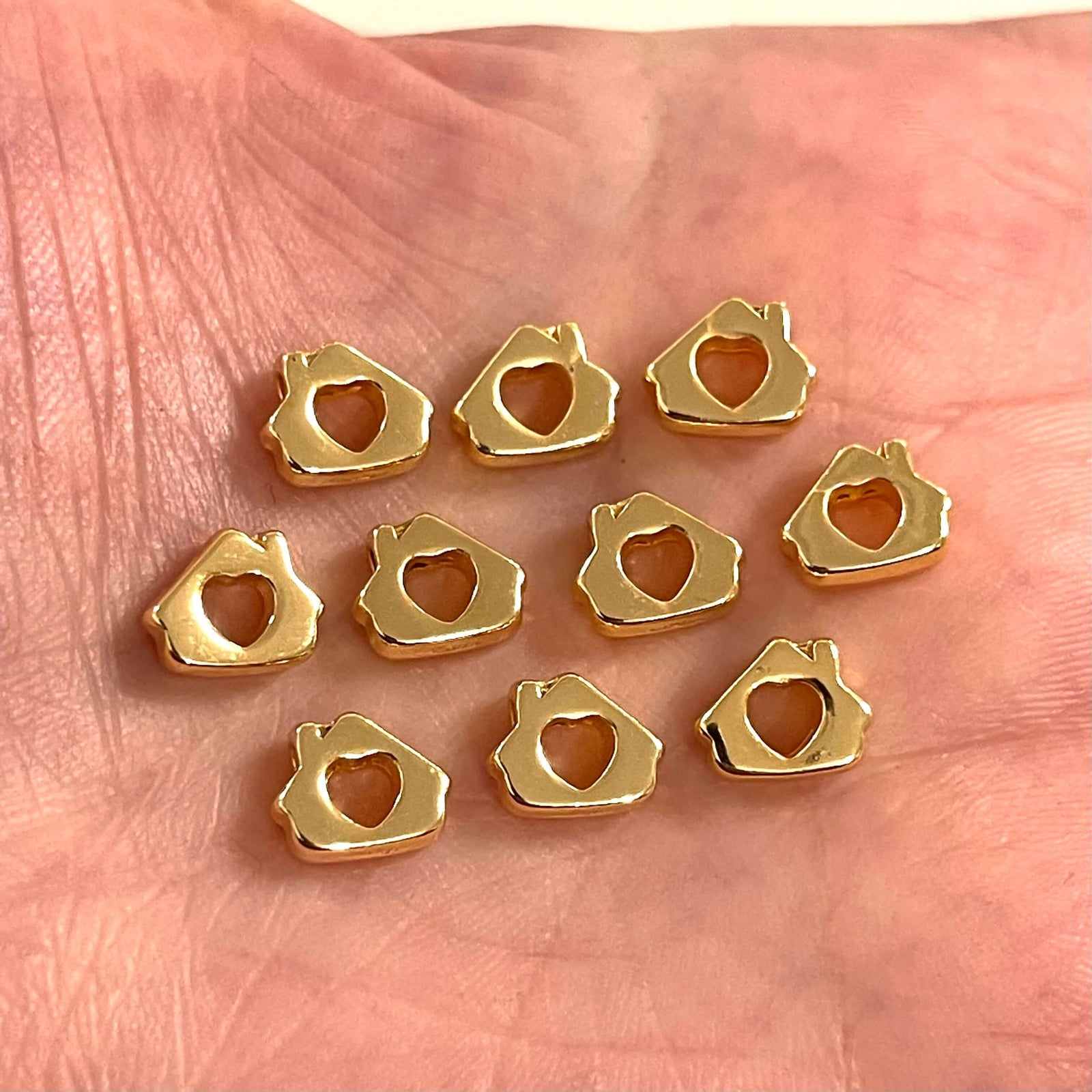24Kt Gold Plated Love Home Spacer Charms, 10 Pcs in a Pack