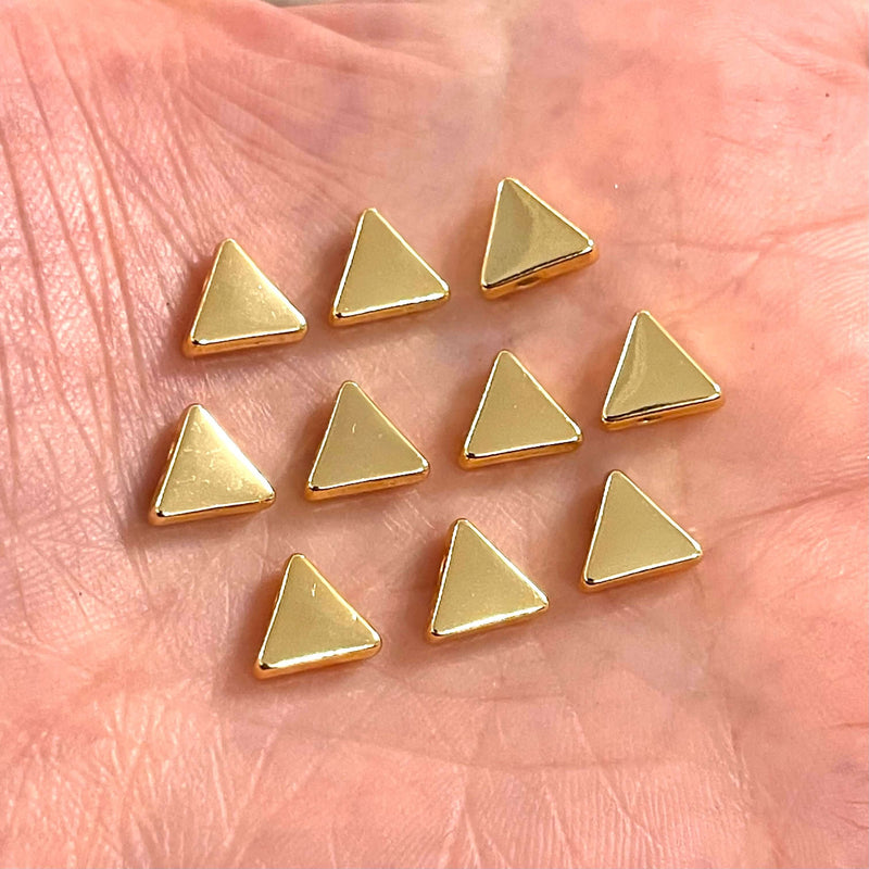 24 Karat vergoldete Dreiecks-Zwischenring-Charms, 10 Stück in einer Packung