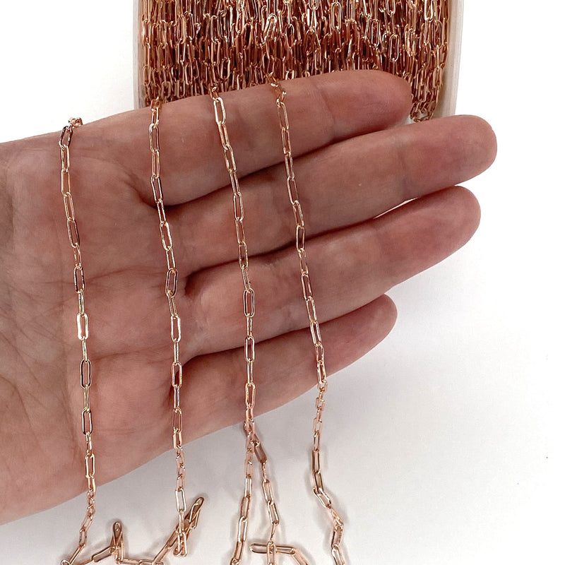 Rose Gold Plated Brass Paperclip Chain, 6x2,5 mm Rose Gold Plated Chain,